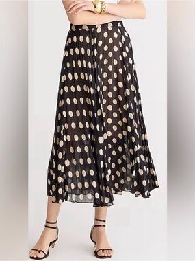 J Crew Gwyneth Pleated Skirt in Dot Chiffon